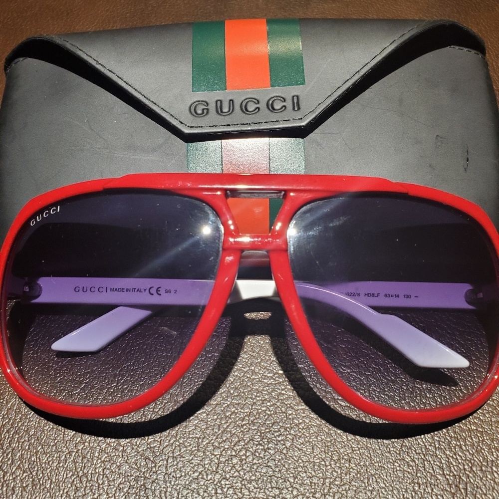 Gucci Red/White  Retro Aviator